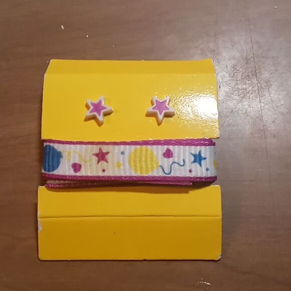 Post earrings with ribbon - Picture 1 of 2